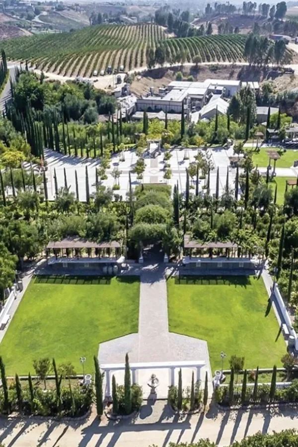 La Bella Vista ceremony lawn at Mount Palomar Winery overlooking Temecula vineyards